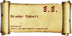 Brader Babett névjegykártya